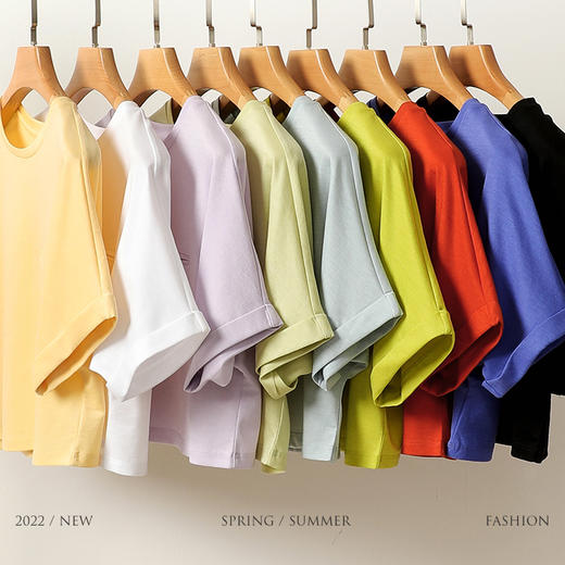 凉感维C科技 丝滑醋酸桑蚕丝短款高腰T恤220128 商品图3