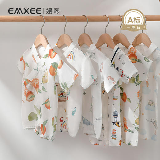 【宝宝服饰】嫚熙宝宝衣服春夏季薄款短袖和尚服纱布新生婴儿儿连体衣哈衣爬服 商品图0