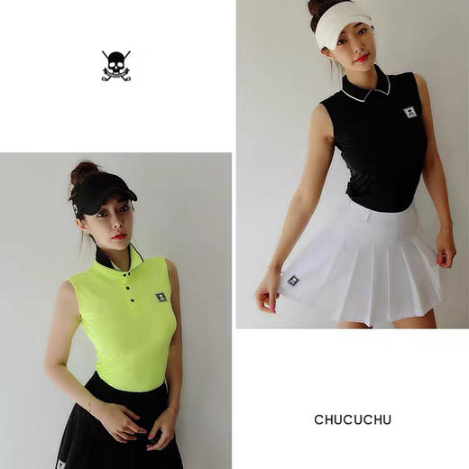 21夏季CHUCUCHU新款高尔夫女士修身上衣砍袖 商品图0