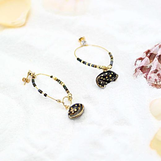 贝壳米珠耳环（黑金） 商品图0