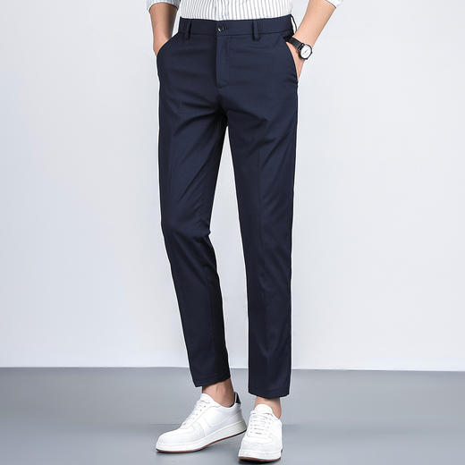 罗蒙春季男装九分西裤男士正装商务通勤百搭直筒修身显瘦弹力男裤子 商品图6