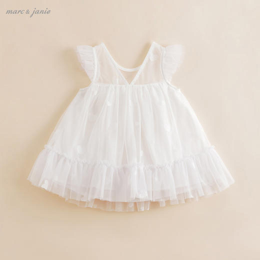 马克珍妮夏装新款 女童烫银爱心柔感网纱短袖连衣裙220978 商品图1
