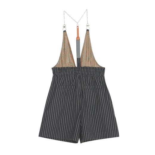 谜底背带短裤女2022夏季复古条纹马夹廓形222MK0514 商品图4