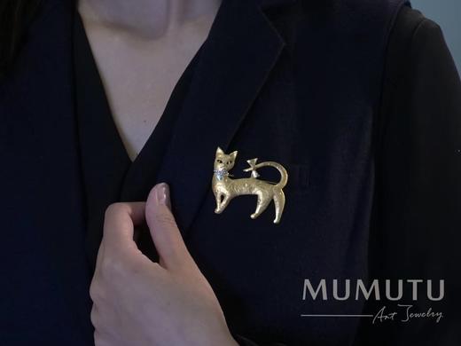 18K 埃及猫胸针 商品图2