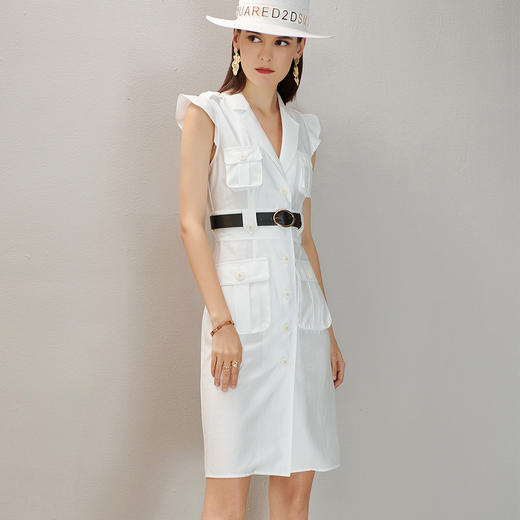 剩S/L/XL 芳外显瘦工装港味夏季收腰少女复古港味衬衫连衣裙 商品图1