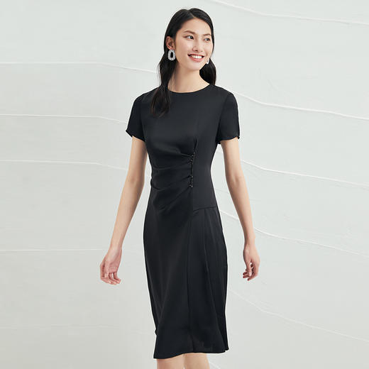 EITIE爱特爱品牌女装夏季时尚优雅高腰连衣裙中裙6607331 商品图9