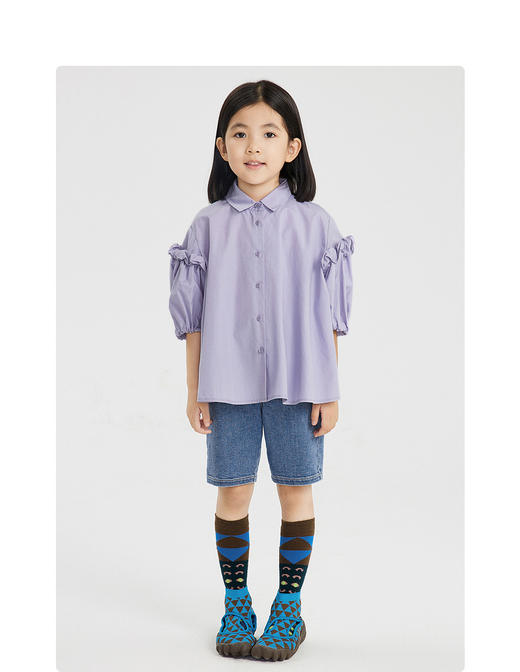 江南布衣 22年夏装新款中袖衬衣  1M3261110 商品图5