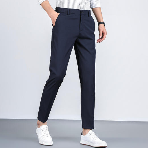 罗蒙春季男装九分西裤男士正装商务通勤百搭直筒修身显瘦弹力男裤子 商品图8