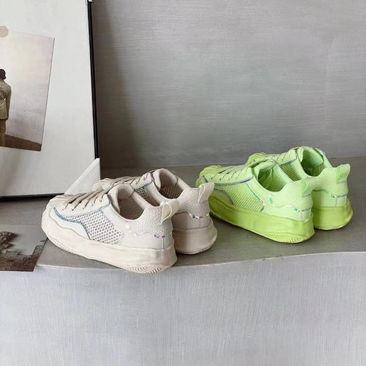 lfgj jeans BB098 真皮网面面料内里单里圆头系带溶解鞋平底软底女鞋 商品图5