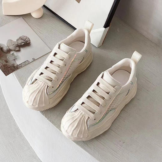 lfgj jeans BB098 真皮网面面料内里单里圆头系带溶解鞋平底软底女鞋 商品图4