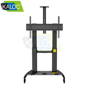 KALOC 通用60-95英寸大屏幕电视商业显示器铝合金立柱豪华移动支架显示器移动支架立式推车