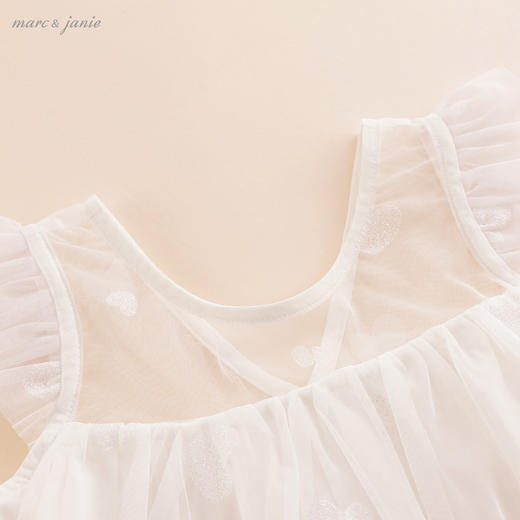 马克珍妮夏装新款 女童烫银爱心柔感网纱短袖连衣裙220978 商品图2