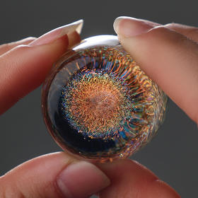 茶家吉橙 定制星空斑斓小盖置耐热玻璃高端盖碗茶具配件高档手工摆件