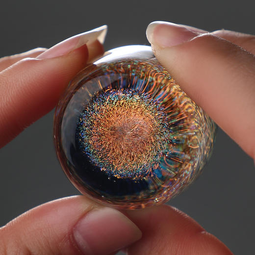 茶家吉橙 定制星空斑斓小盖置耐热玻璃高端盖碗茶具配件高档手工摆件 商品图0