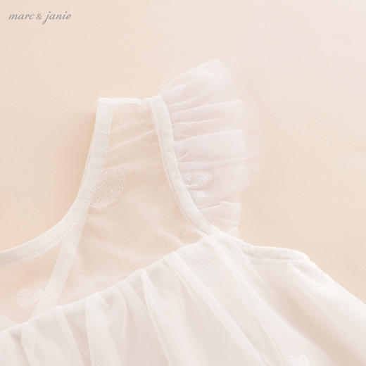 马克珍妮夏装新款 女童烫银爱心柔感网纱短袖连衣裙220978 商品图3