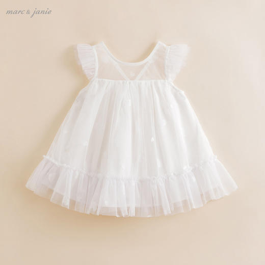 马克珍妮夏装新款 女童烫银爱心柔感网纱短袖连衣裙220978 商品图0
