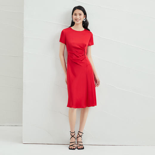 EITIE爱特爱品牌女装夏季时尚优雅高腰连衣裙中裙6607331 商品图2