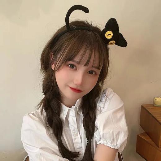 韩系黑色小猫针织卡通画发箍洗脸用敷面膜头箍女韩版外戴百搭 商品图8