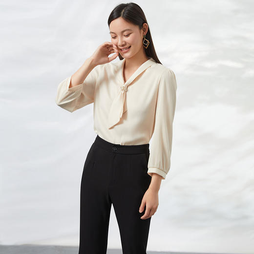 EITIE爱特爱夏季新款百搭显瘦修身铅笔裤黑色高腰休闲长裤女B2205910 商品图3