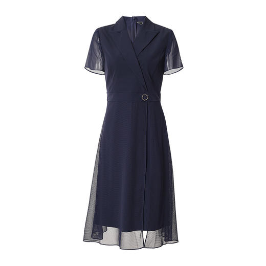 EITIE爱特爱女装夏季新款雪纺拼接V字领连衣裙女6607362 商品图5