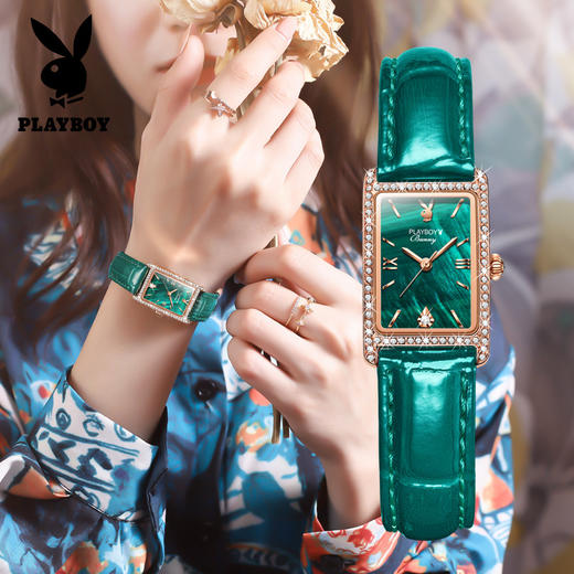 「京东售价368！七夕礼物」花花公子品牌手表石英表ins风小绿表女士手表女表 商品图0
