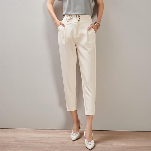 剩S/M 芳外高腰收腰设计九分哈伦裤通勤百搭休闲裤 商品图1