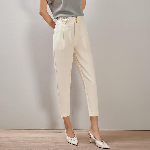剩S/M 芳外高腰收腰设计九分哈伦裤通勤百搭休闲裤 商品图3