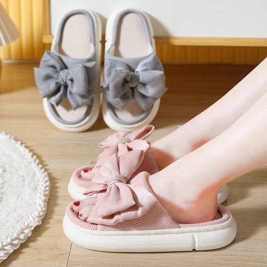 【蝴蝶节亚麻拖鞋】夏季新品室内防滑可爱亚麻拖鞋 居家四季凉拖厚底棉麻拖鞋 商品图4