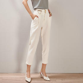 剩S/M 芳外高腰收腰设计九分哈伦裤通勤百搭休闲裤