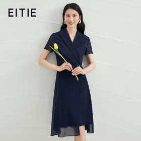 EITIE爱特爱女装夏季新款雪纺拼接V字领连衣裙女6607362