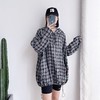 2021夏季新款格子连帽连衣裙女长袖抽绳 商品缩略图0