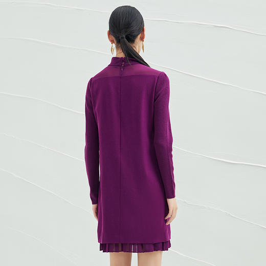 EITIE爱特爱女装冬季新款双层开叉拼接裙摆宽松半高领连衣裙5207951 商品图13