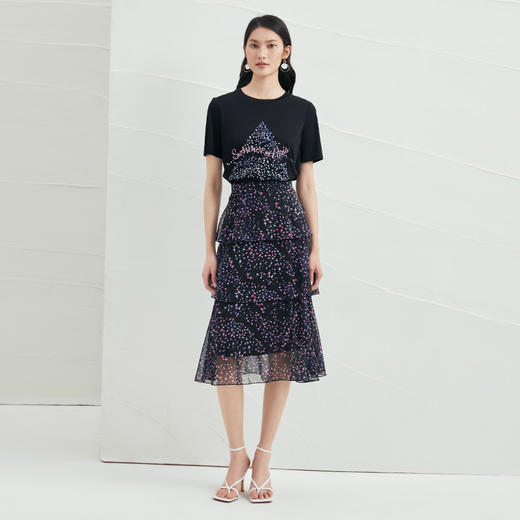 EITIE爱特爱夏款舒适时尚简约亲肤T恤打底短袖女上衣6602301 商品图1