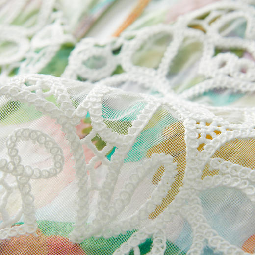 谜底连衣裙2022夏季苎麻透气高腰中长裙蝴蝶领花裙子222ML0589 商品图3