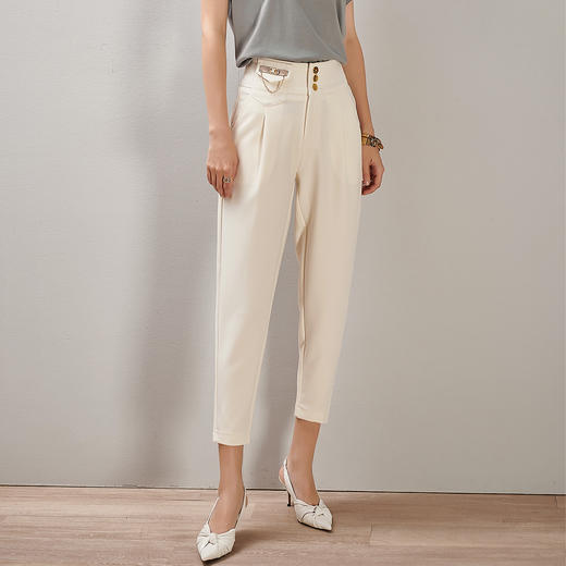 剩S/M 芳外高腰收腰设计九分哈伦裤通勤百搭休闲裤 商品图2