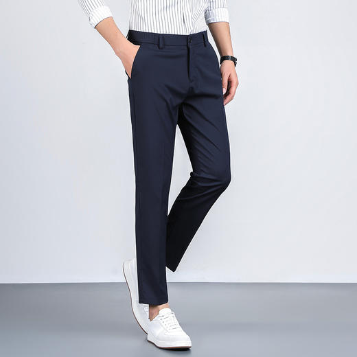 罗蒙春季男装九分西裤男士正装商务通勤百搭直筒修身显瘦弹力男裤子 商品图10