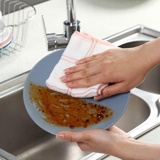 美丽雅洗碗巾3条装吸水不易掉毛厚实厨房纤维清洁抹布 商品图4