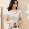 米思阳2025秋夏新款简约白色针织T恤小性感半透露肩短袖上衣0882 商品缩略图0