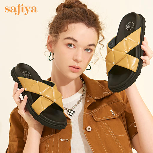 Safiya索菲娅交叉带小珍珠厚底凉拖2022夏季外穿拖鞋SF22110103 商品图1
