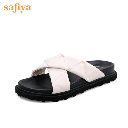 Safiya索菲娅交叉带小珍珠厚底凉拖2022夏季外穿拖鞋SF22110103 商品图2
