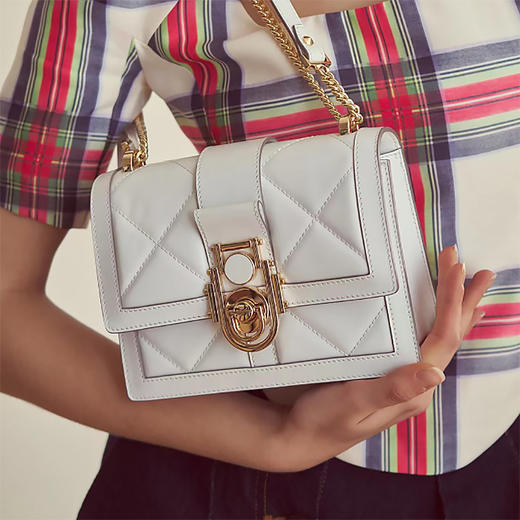 【明治】经典菱格纹牛皮斜挎包 商品图0