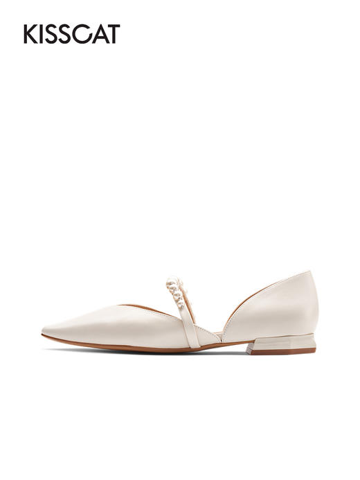 接吻猫女鞋2022春夏季新款甜美玛丽珍凉鞋气质珍珠尖头粗跟单鞋女32220-10 商品图1