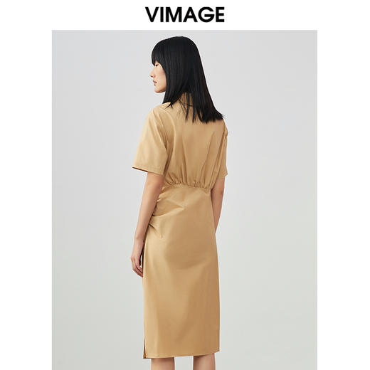 VIMAGE/纬漫纪夏季新款洋气时尚收腰显瘦露腰裙摆开叉连衣裙V1707336 商品图4