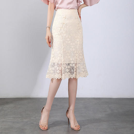 复古盘扣蕾丝鱼尾裙,春夏新款时尚显瘦挺括包臀裙半身裙TY-2210 商品图0