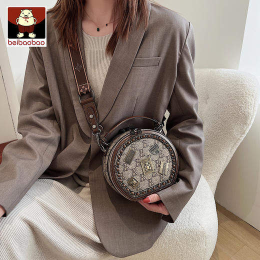 2022春夏 质感小包包 女包 新款 徽章 单肩 斜挎包 时尚小圆包 北包包 包邮 商品图1
