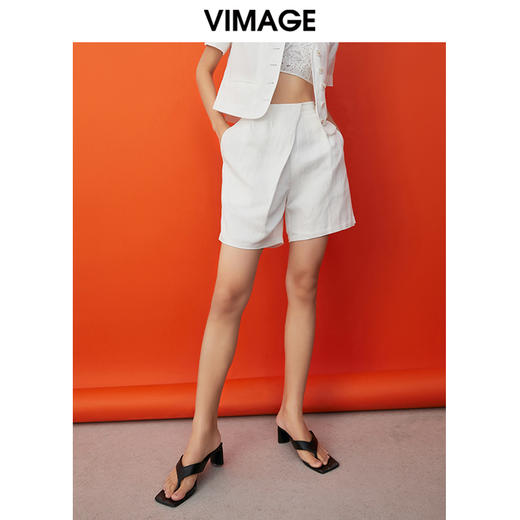 VIMAGE/纬漫纪夏季新款高腰宽松轻薄西装短裤V1705319 商品图0