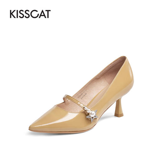 接吻猫高跟鞋女鞋2022春夏季新款珍珠玛丽珍仙女气质细跟尖头单鞋32126-17 商品图6