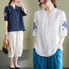 GYH  652衬衫刺绣宽松复古棉麻上衣 商品缩略图0