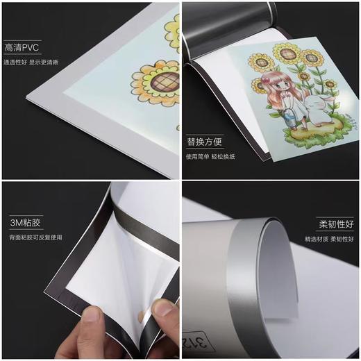 A4磁性即时贴展示牌A3营业执照框A6免打孔磁吸相框A5磁力文件贴中介贴橱窗软胶广告贴银色1个 商品图5