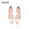 接吻猫2022春夏季仙女风甜美蝴蝶结中空凉鞋时尚尖头高跟鞋单鞋女32103-15 商品缩略图4